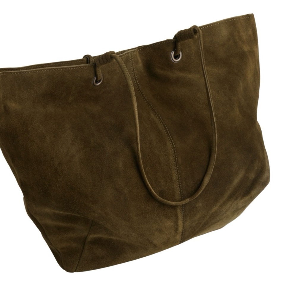 Olive Green Suede Tote Bag - Picture 7 of 7